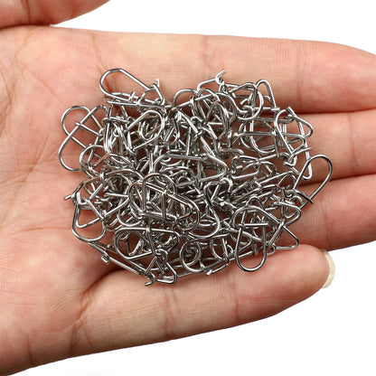 100pcs/lot nice Snap Fishing Barrel Swivel Safety Snaps Hooks Fishhook Fishing Tackle Box Accessory tool lures