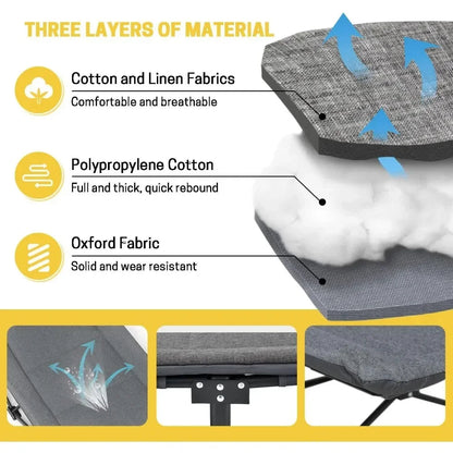 Cushion and Pillow, Portable Folding Bed for Sleeping, Lightweight Tent cot with Carry Bag Supports 450 lbs (Grey) Wild Frontier Gear LLC