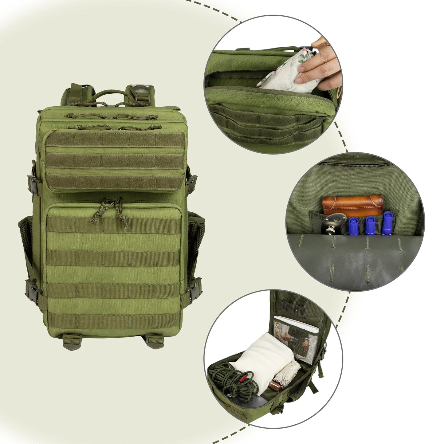 35L Hunting Rucksack Tactical Pack Backpack Waterproof Bug Out Bag Small Outdoor Hiking Camping Tactical Backpack Men's Travel