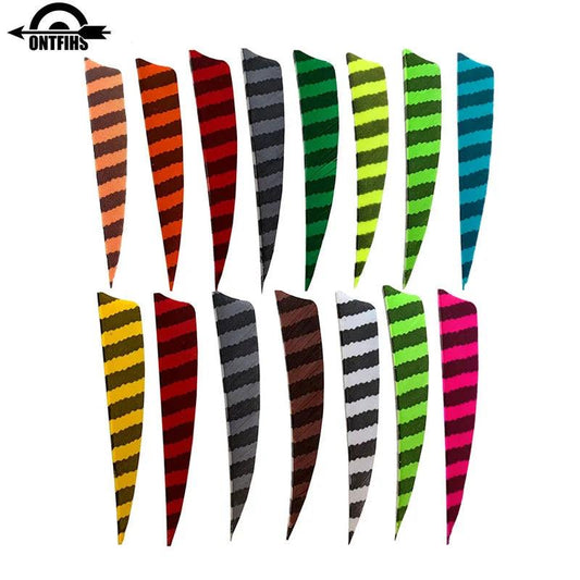 24 Pcs ONTFIHS 4Inch Fletching Arrow Striped Shield Cut Turkey Feather Archery DIY Hunting Accessories - Wild Frontier Gear LLC