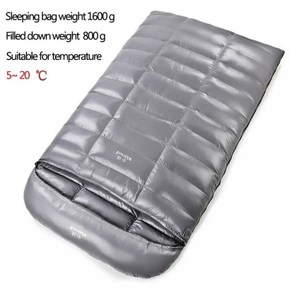 2 Person White Duck Down Filled Camping Or Home Sleeping Bag Thin Suitable For Warm Weather Size 220 X 130cm Large Space