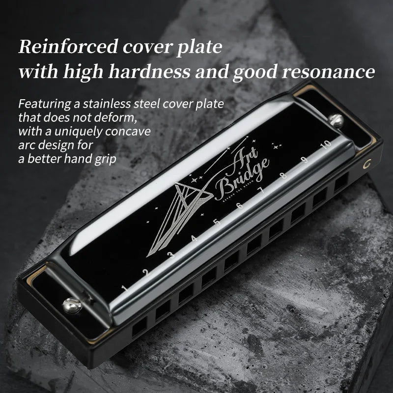Blues Harmonica Mouth Organ 10 Hole C Key with Case, Diatonic Harmonica for Professional Player, Beginner, Students gifts, Adult Wild Frontier Gear LLC