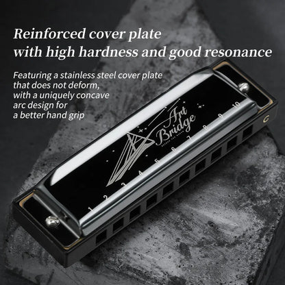 Blues Harmonica Mouth Organ 10 Hole C Key with Case, Diatonic Harmonica for Professional Player, Beginner, Students gifts, Adult Wild Frontier Gear LLC