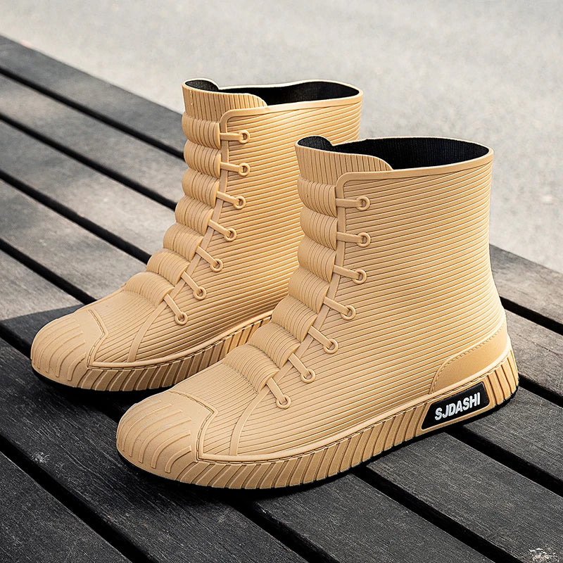 Versatile Casual Short-barreled Waterproof Shoes Men Women Lined With Fleece Warmth Anti-slip Wear-resistant Outdoors Rain Boots - Wild Frontier Gear LLC