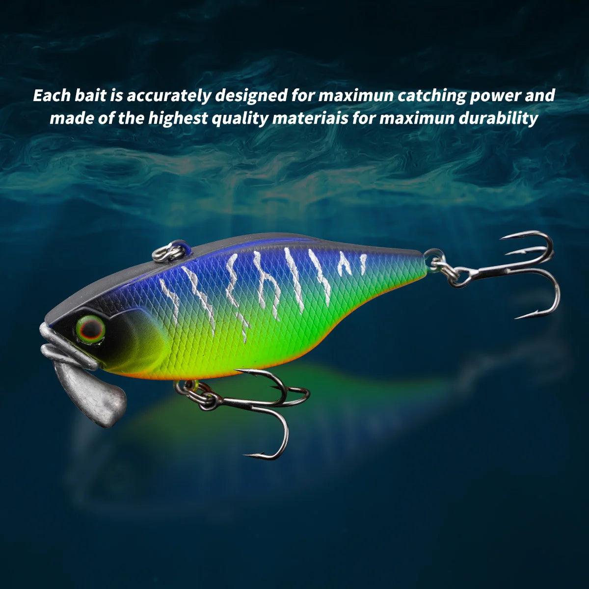TeStar 60mm 18g Long-Casting Vibration Fishing Lure with 3D Eyes - Artificial Wobbler for Bass and Trout - Wild Frontier Gear LLC