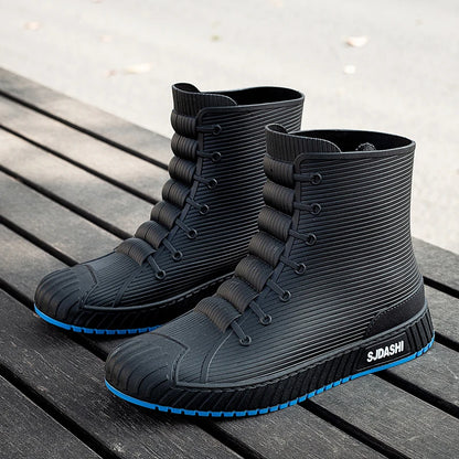 Versatile Casual Short-barreled Waterproof Shoes Men Women Lined With Fleece Warmth Anti-slip Wear-resistant Outdoors Rain Boots - Wild Frontier Gear LLC