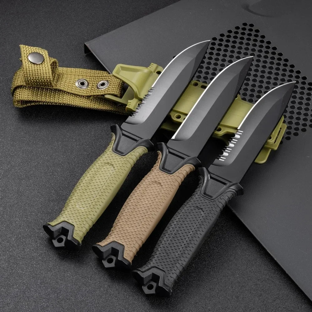 high-quality Stainless Steel Tactical Knife, Wilderness Survival Knife, Portable Self-Defense Straight Knife Set