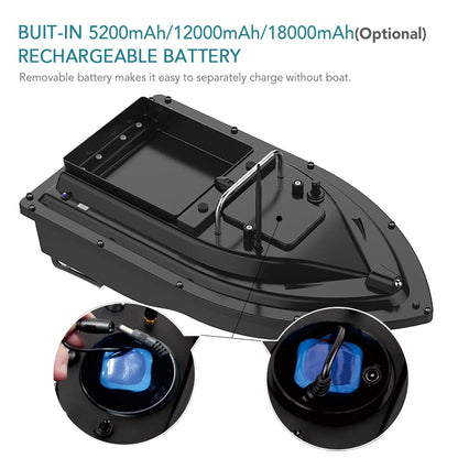 D16 52000mAh/12000mAh Wireless Remote Control Fishing Bait Boat Fishing Feeder Fish Finder Device 430-540 yards Remote Range