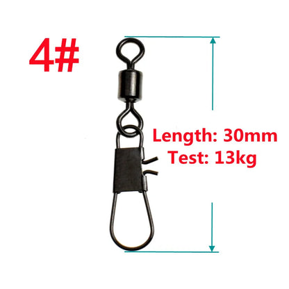 50pcs Fishing Swivels Interlock Snap Pin Ball Bearing Swivel Rolling Solid Rings Connector