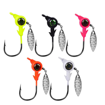 3pcs Jig Head Hook 3.5g 5g 7g 10g Fishing Hook Rotating Sequins Jig Lure Metal Spoons Hard Baits For Soft Worm Fishing Tackle