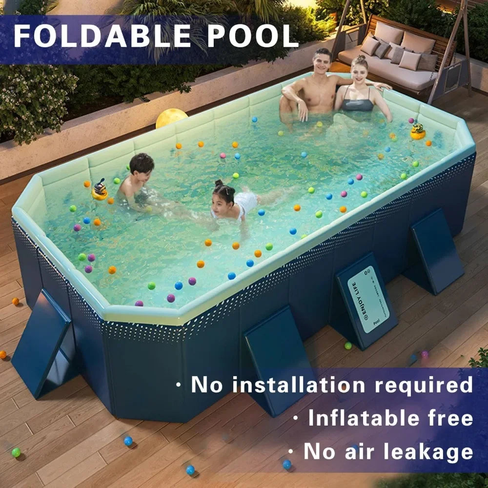 Non-Inflatable Foldable Dog Pool, Outdoor Foldable Swimming Pool, Large Collapsible Family Swimming Pool, Portable Hard Plastic Wild Frontier Gear LLC