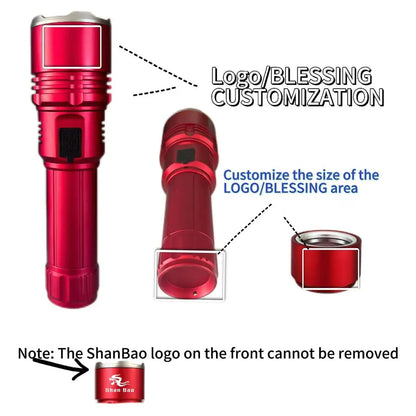 Shan bao 3800LM flashlight zoomablestrong light focusing light source canignite flames plastic bags(customizedlogo/blessing)