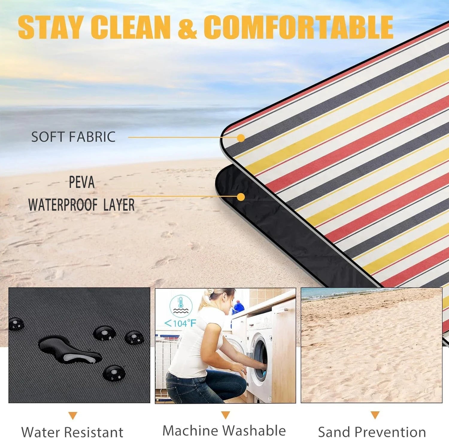 Picnic Blanket Waterproof, Beach Portable with Carry Strap Outdoor Camping Party, Large Foldable Sand Proof for Wet Grass Hiking Wild Frontier Gear LLC