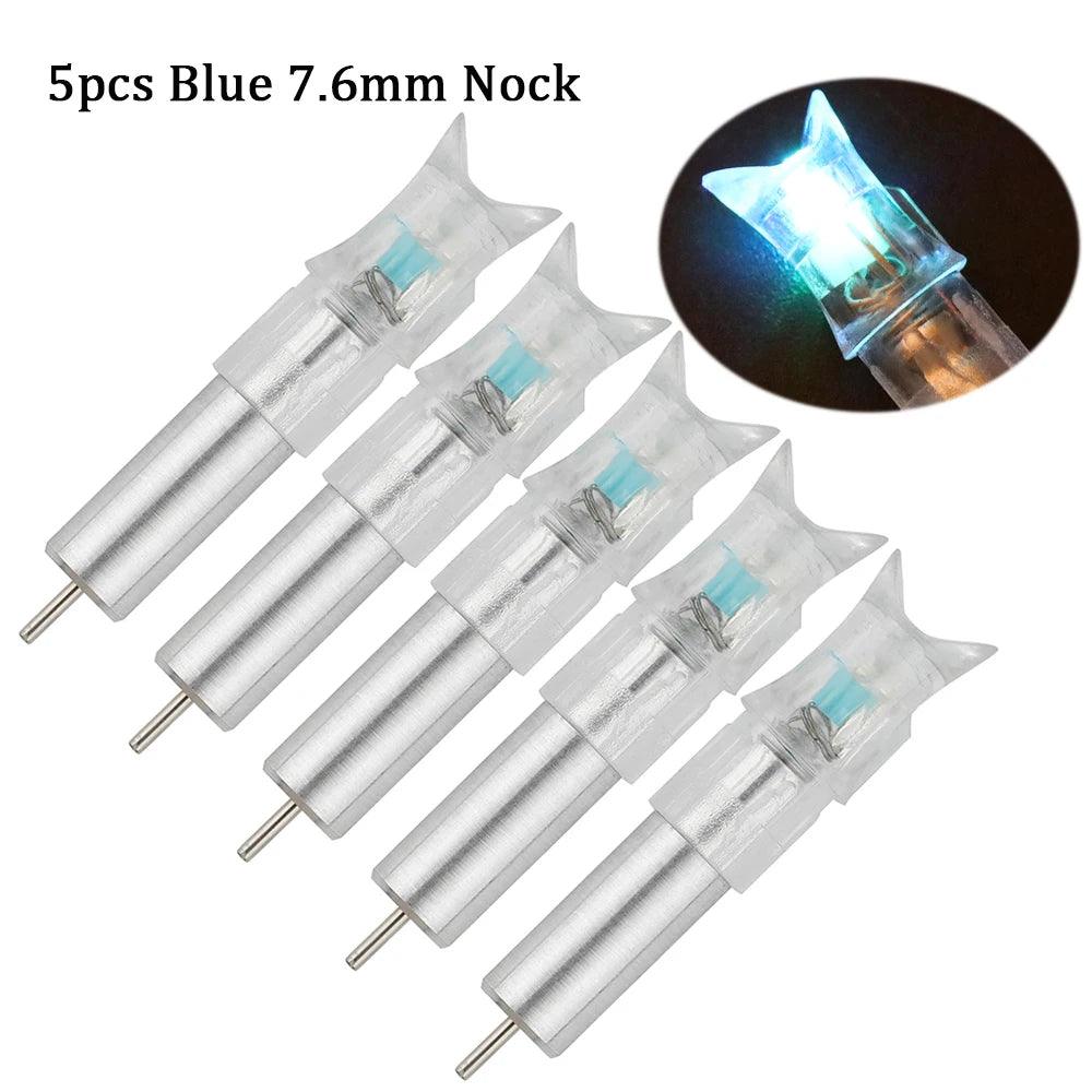 5/6pcs Archery LED Lighted Nocks Fit 7.6mm Universal Arrow Shaft Glowing Tail Carbon Crossbow Bolts Hunting Shooting Accessories - Wild Frontier Gear LLC