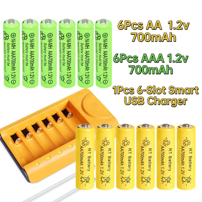 Skywolfeye 30pcs/24pcs/18pcs/12pcs/6pcs AA AAA NiMh 1.2V 700mah Rechargeable Battery Set with 6 Slot Battery Charger Wild Frontier Gear LLC