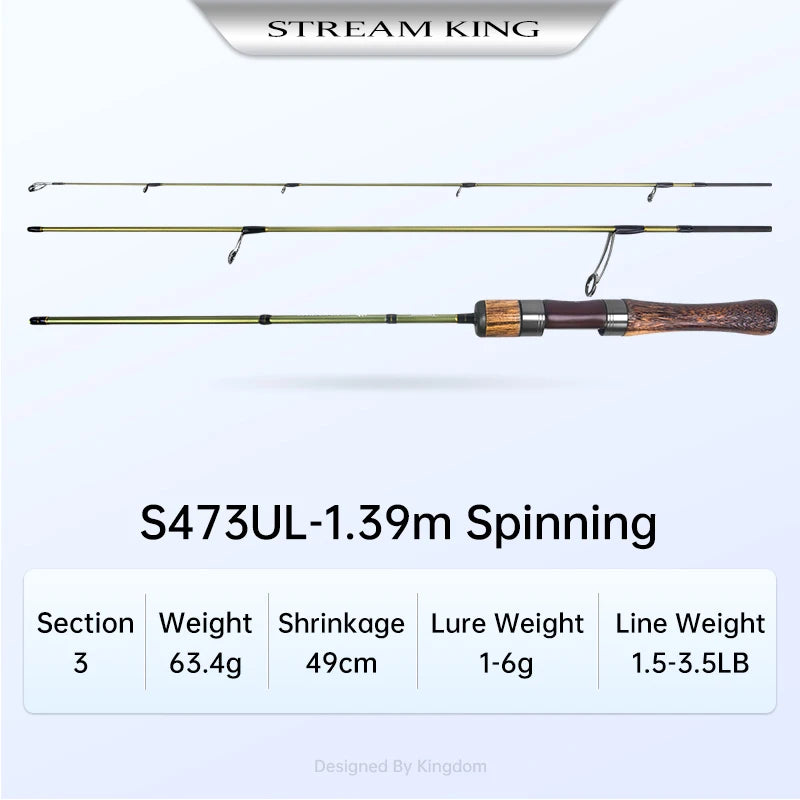Kingdom Fishing Rods STREAM KING Ultralight 62g Spinning Casting 1.45/1.65/1.39/1.53m UL Baitcasting Travel Stream Fishing Rod Wild Frontier Gear LLC