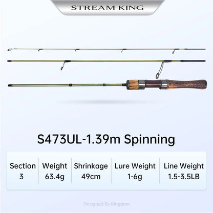Kingdom Fishing Rods STREAM KING Ultralight 62g Spinning Casting 1.45/1.65/1.39/1.53m UL Baitcasting Travel Stream Fishing Rod Wild Frontier Gear LLC