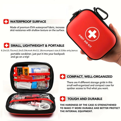 First Aid Kit Complete, 104Pcs Water-Resistant Hard Shell Small Case. Perfect For Travel, Outdoor, Home, Office,Camping, Hiking Wild Frontier Gear LLC