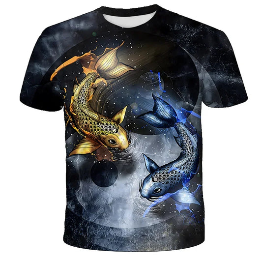 New Fish kids Tshirt 3d Printing T Shirt Funny T Shirts Hip Hop boys girls T-shirt Fisherman Fishing Metal Clothing Casual Tops - Wild Frontier Gear LLC