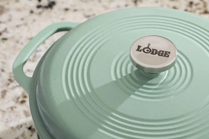 Lodge 6 Quart Enameled Cast Iron Dutch Oven with Lid – Dual Handles – Oven Safe up to 500° F or on Stovetop - Use to Marinate, C Wild Frontier Gear LLC