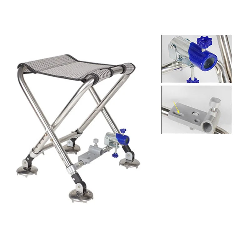 Adult Mini Fishing Chair Seating Foldable Outdoor Stainless Steel All-terain Light Weight  Legs Adjustable Portable Fishing Gear - Wild Frontier Gear LLC