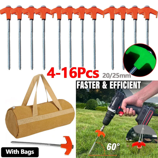 16Pcs Camping Tent Pegs 20/25cm Luminous Camping Tent Stakes Antirust Ultralight Metal Tent Pegs Outdoor Hiking Tent Accessories Wild Frontier Gear LLC