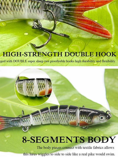 8-Segment Jointed Crankbait Fishing Lures - 10/14cm Sinking Swimbait with Realistic 3D Eyes and Lifelike Motion - Wild Frontier Gear LLC