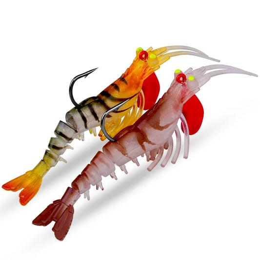 1pcs 6g 13g 19g Sinking Luminous Eyes Silicone Shrimp Baits Bionic Soft Prawn Lures Jig Head Swimbait Jigging Hook Wobbler