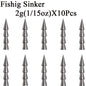 10pcs/lot Fishing Insert Weight 0.5g 1g 1.5g 2g 3.2g 4g Weight Sinker Fishing Soft Bait Fishing Accessories Wild Frontier Gear LLC