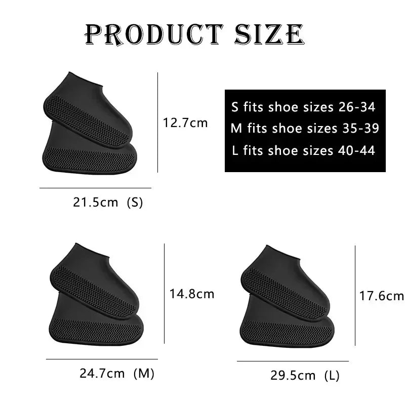 1Pair Waterproof Non-slip Silicone Shoe High Elastic Wear-resistant Men Rain Boots for Outdoor Rainy Day Reusable Shoe Cover - Wild Frontier Gear LLC