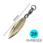 Set of 10 Willowleaf Blades Fishing Lure Accessories with Ball Bearing Swivels for Spinnerbaits and Buzzbaits - Wild Frontier Gear LLC
