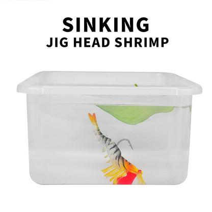 1pcs 6g 13g 19g Sinking Luminous Eyes Silicone Shrimp Baits Bionic Soft Prawn Lures Jig Head Swimbait Jigging Hook Wobbler