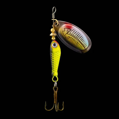 1pcs Rotating Metal Spinner Fishing Lures 9.1g 7cm Sequins Iscas Artificial Hard Baits Crap Bass Treble Hook Tackle Accessories Wild Frontier Gear LLC