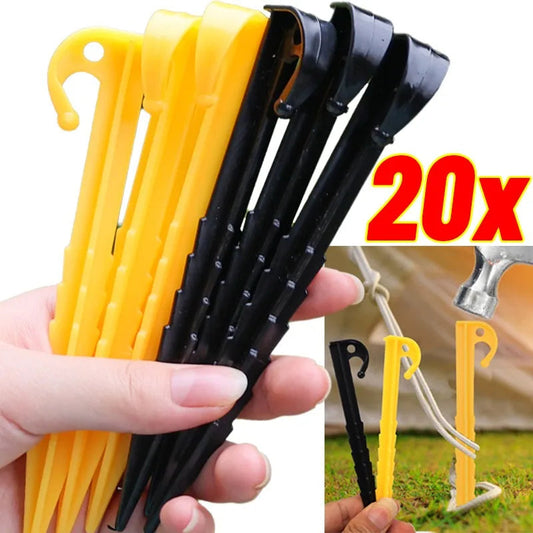 Outdoor Camping Tent Nails Sand Ground Triangular Stake Ground Awning Camping Tools Plastic Tent Pegs Nail Accessories 20/10pcs Wild Frontier Gear LLC