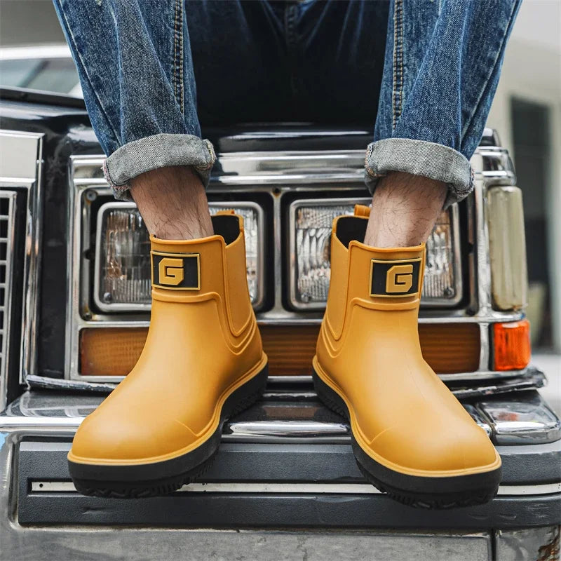 Rain Boots Men Anti-slip Wear-resistant Plush Fashion Kitchen Autumn Winter New Rain Shoes Ankle Women Waterproof Shoes - Wild Frontier Gear LLC