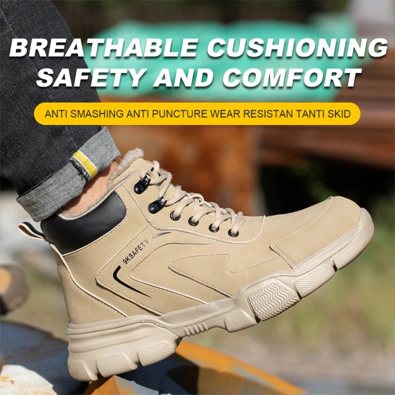 Men Steel Toe Safety Work Boots Indestructible Construction Safety Boots Puncture Proof Male Work Shoes Protective Footwear - Wild Frontier Gear LLC