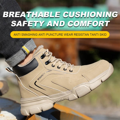 Men Steel Toe Safety Work Boots Indestructible Construction Safety Boots Puncture Proof Male Work Shoes Protective Footwear - Wild Frontier Gear LLC