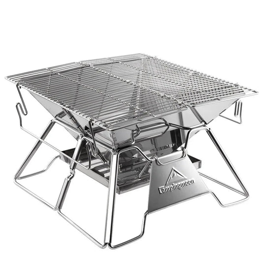 Steel Folding Portable BBQ Grill Stove Campingmoon MT-2  Outdoor Camping Picnic Set Camping Barbecue Rack Wild Frontier Gear LLC