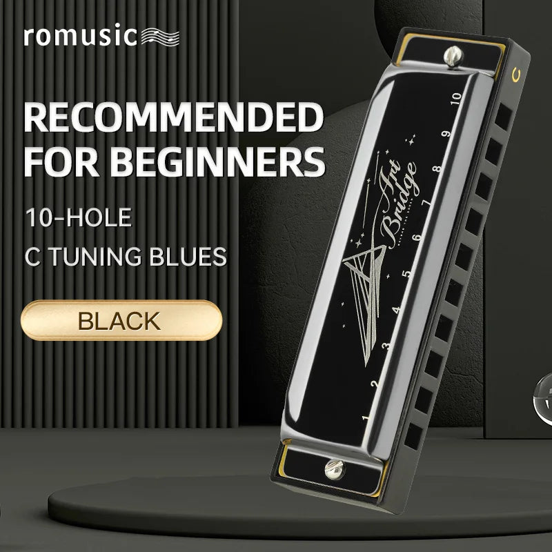 Blues Harmonica Mouth Organ 10 Hole C Key with Case, Diatonic Harmonica for Professional Player, Beginner, Students gifts, Adult Wild Frontier Gear LLC
