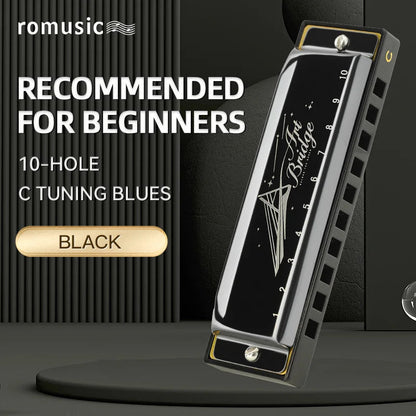 Blues Harmonica Mouth Organ 10 Hole C Key with Case, Diatonic Harmonica for Professional Player, Beginner, Students gifts, Adult Wild Frontier Gear LLC