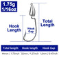 FishTrip 10Pcs Bullet Jig Heads Fishing Hooks 1.75g~14g Texas Rig Saltwater Freshwater Offset Weighted Hook Weedless