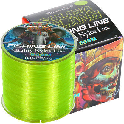 Sougayilang 500m Nylon Fishing Line Monofilament 0.14-0.50mm Max Drag 38LB Superior Material Smooth Line for Seawater Freshwater