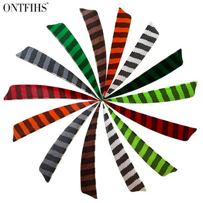 24 Pcs ONTFIHS 4Inch Fletching Arrow Striped Shield Cut Turkey Feather Archery DIY Hunting Accessories - Wild Frontier Gear LLC