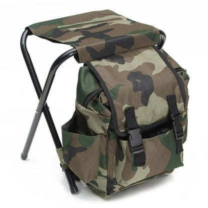 Folding Chair Portable Outdoor Camouflage Backpack Large Capacity Waterproof Practical Camping Fishing Accessories 접이식 의자 배낭