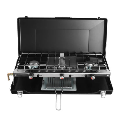 Portable Tabletop Cooking Stove with Handle Camping Stove with Removable Grid and Tray Wild Frontier Gear LLC