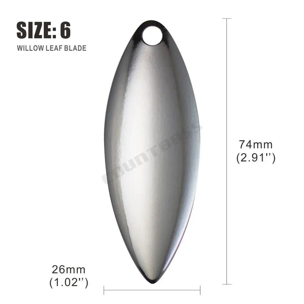 Countbass 50pcs Nickel-Plated Steel Willow Spinner Blades for DIY Fishing Lures - Smooth Finish, Perfect for Tackle Craft - Wild Frontier Gear LLC