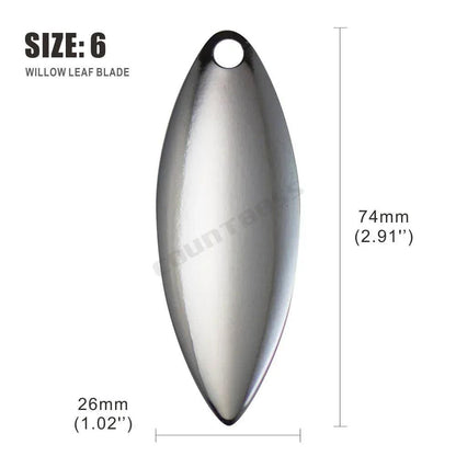 Countbass 50pcs Nickel-Plated Steel Willow Spinner Blades for DIY Fishing Lures - Smooth Finish, Perfect for Tackle Craft - Wild Frontier Gear LLC