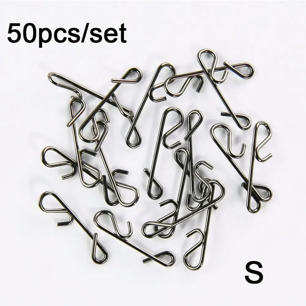 50 pcs Minfishing Fishing Snap Stainless Steel Knotless Connectors Fishing Line Wire Connector Fishing Pin for Carp Fishing