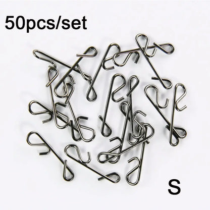 50 pcs Minfishing Fishing Snap Stainless Steel Knotless Connectors Fishing Line Wire Connector Fishing Pin for Carp Fishing