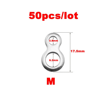 10-50Pcs Stainless Steel Fishing Solid Ring Sea Fishing Lures Connectors Jigging Ring Swivels Fishing Snap Accessory Tackle Tool
